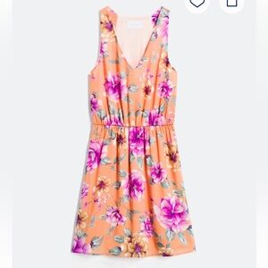French Grey Ember Floral Dress - Orange and Pink